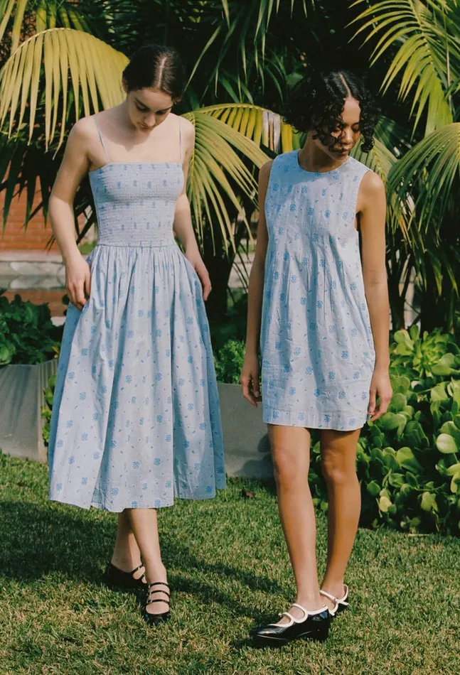 Mael Blue Printed Cotton Midi Dress Women Ciao Lucia Long Dresses