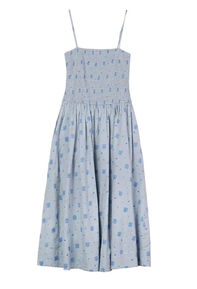 Mael Blue Printed Cotton Midi Dress Women Ciao Lucia Long Dresses