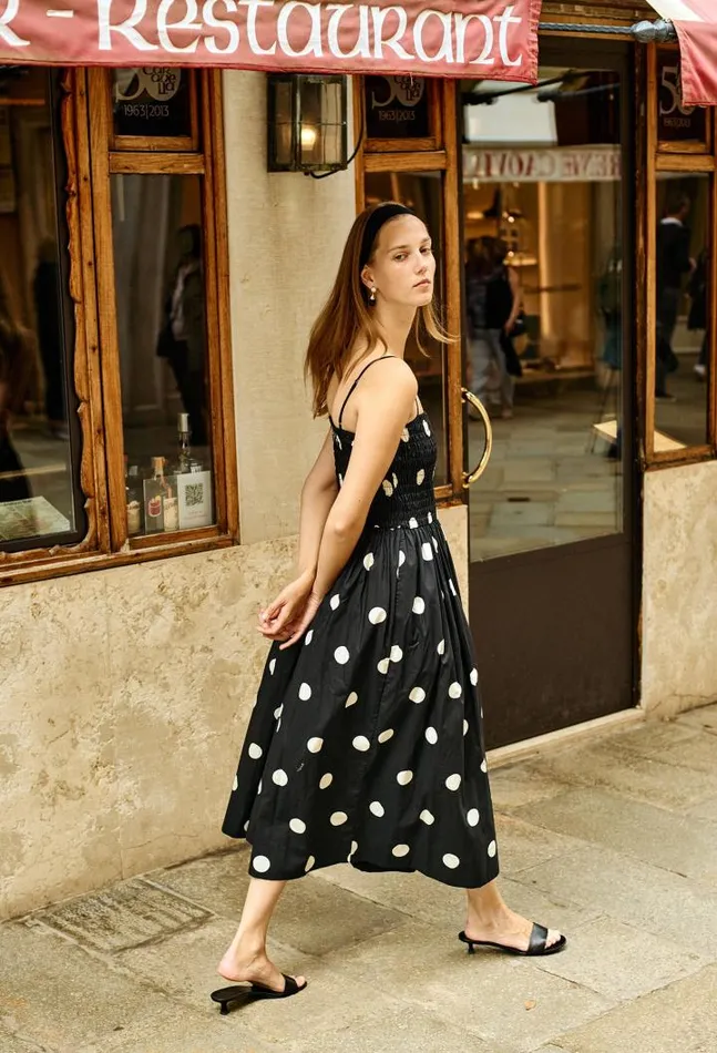 Mael Smocked Polka Dot Midi Dress Women Ciao Lucia Long Dresses