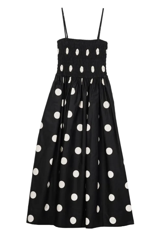 Mael Smocked Polka Dot Midi Dress Women Ciao Lucia Long Dresses