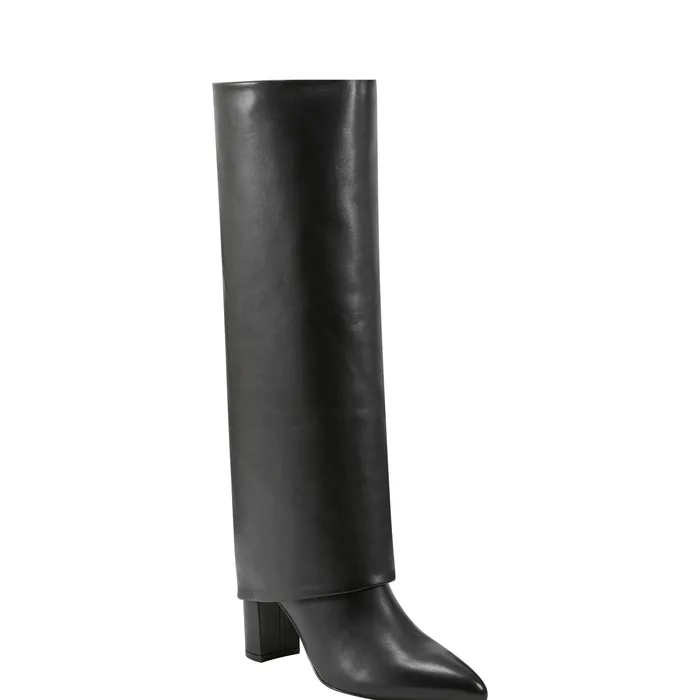 Marc Fisher Boots Women Leina Block Heel Pointy Toe Dress Boot Black