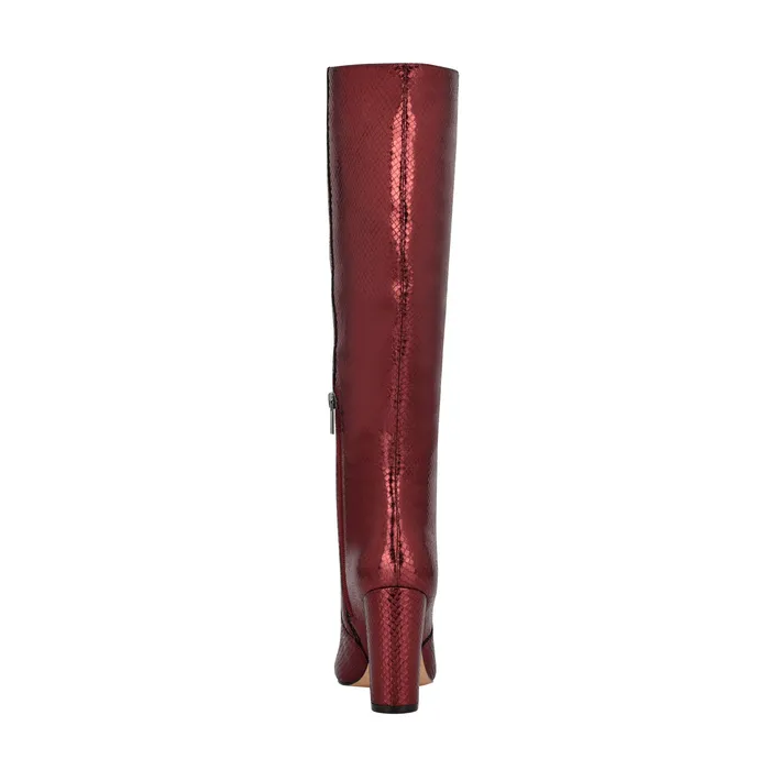 Marc Fisher Giancarlo Heeled Boot Red Snake Suede Women Boots