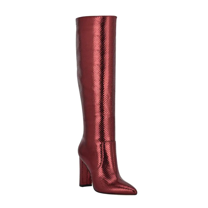Marc Fisher Giancarlo Heeled Boot Red Snake Suede Women Boots