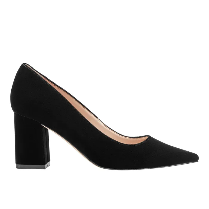 Marc Fisher Heels and Pumps Women Zala Block Heel Pointy Toe Pump Black Velvet