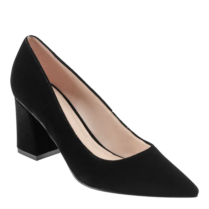 Marc Fisher Heels and Pumps Women Zala Block Heel Pointy Toe Pump Black Velvet