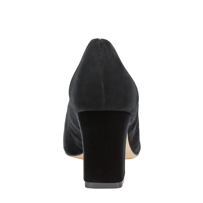 Marc Fisher Heels and Pumps Women Zala Block Heel Pointy Toe Pump Black Velvet