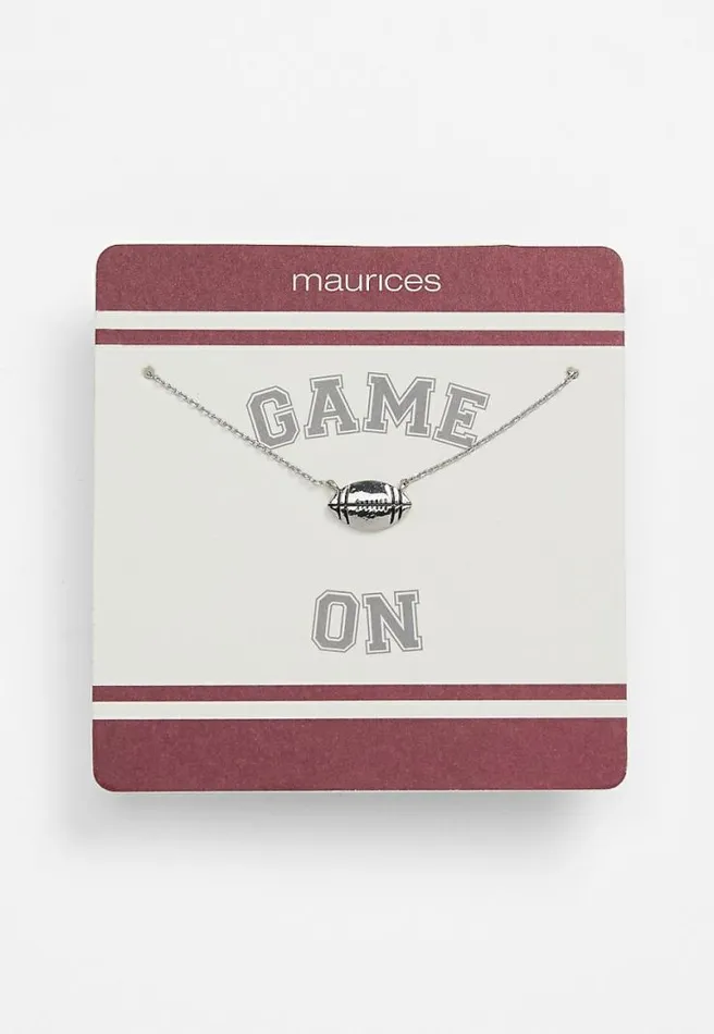 Maroon And White Carded Football Necklace Women Maurices Jewelry