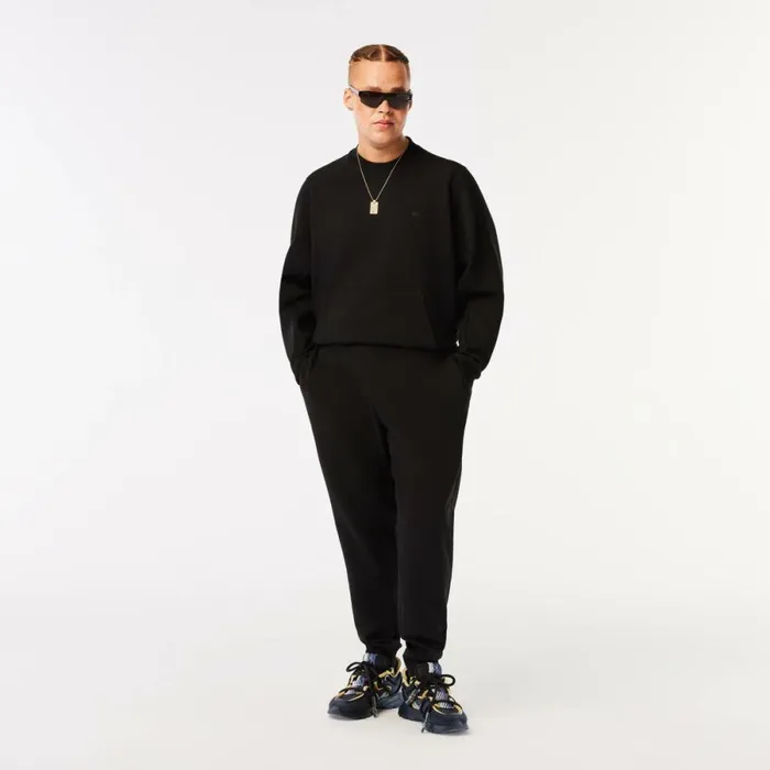 Matching Sets Men Lacoste Mens Slim Fit Heathered Cotton Blend Sweatpants Black 031