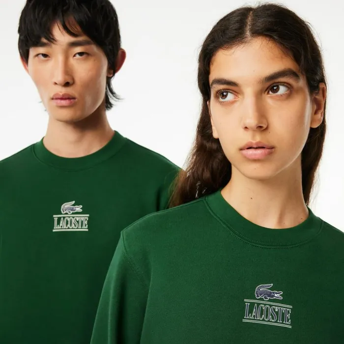 Matching Sets MenWomen Lacoste Unisex Signature Print Sweatshirt Pine Green 132