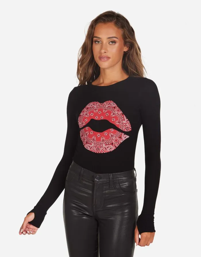 McKinley Bandana Lip Black Women Lauren Moshi Long Sleeve