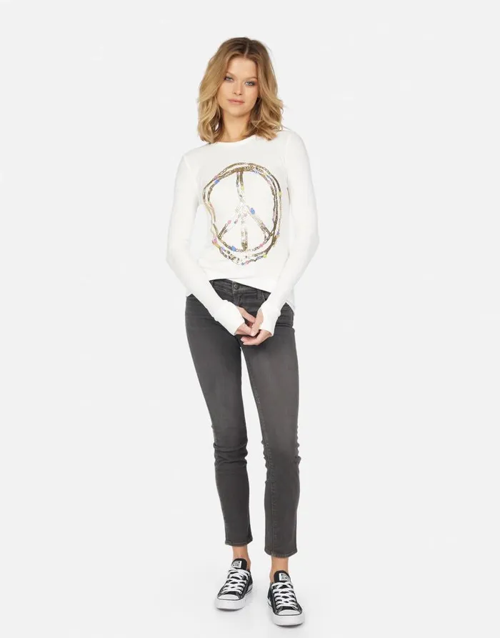McKinley Foil Chain Peace Milk Women Lauren Moshi Long Sleeve