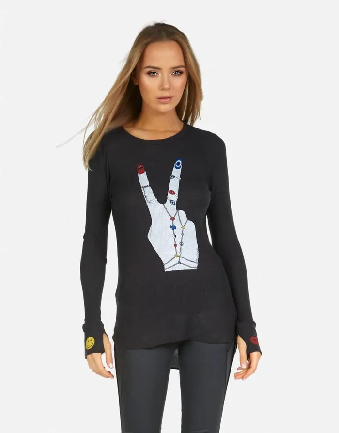 McKinley Peace Hand Elements Onyx Women Lauren Moshi Long Sleeve