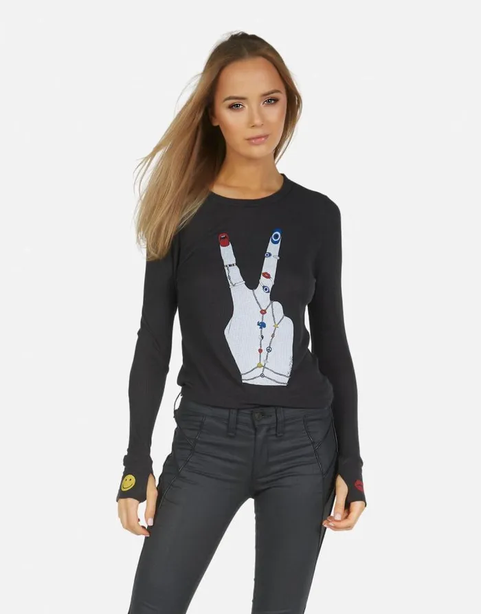 McKinley Peace Hand Elements Onyx Women Lauren Moshi Long Sleeve