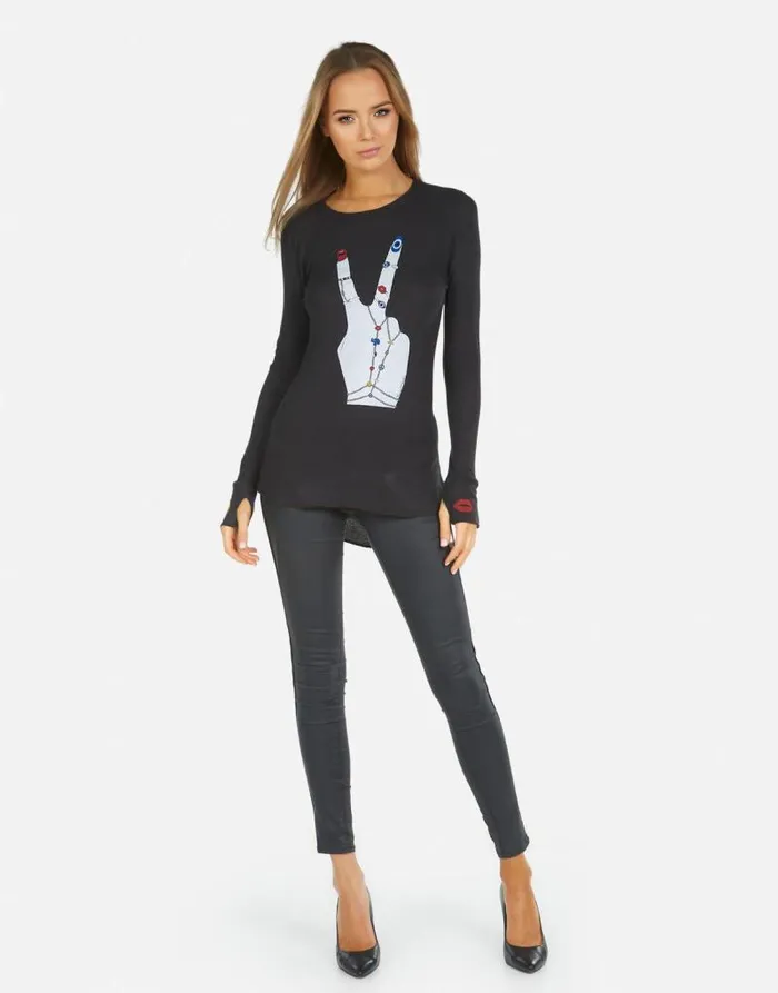 McKinley Peace Hand Elements Onyx Women Lauren Moshi Long Sleeve