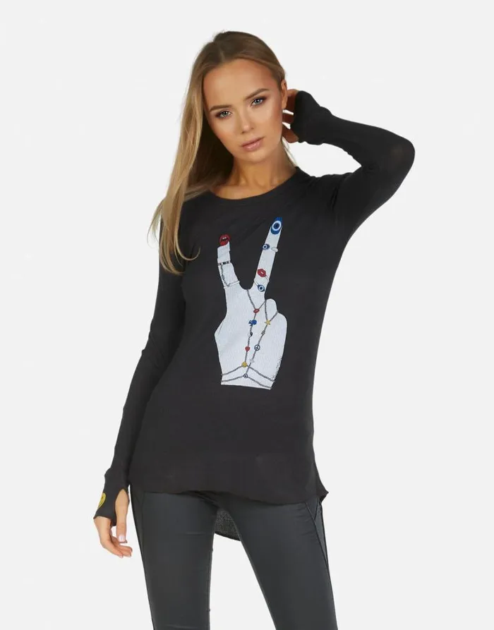 McKinley Peace Hand Elements Onyx Women Lauren Moshi Long Sleeve