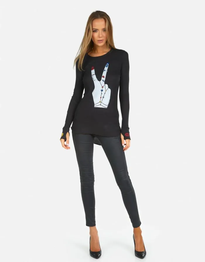 McKinley Peace Hand Elements Onyx Women Lauren Moshi Long Sleeve
