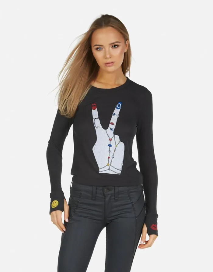 McKinley Peace Hand Elements Onyx Women Lauren Moshi Long Sleeve