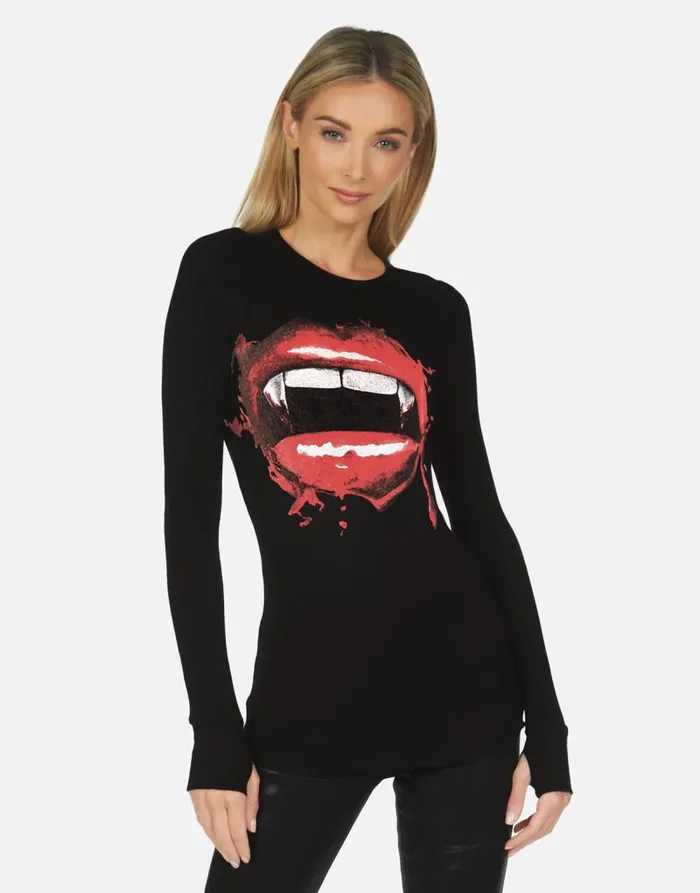 McKinley X Vampire Lip Black Women Lauren Moshi Long Sleeve