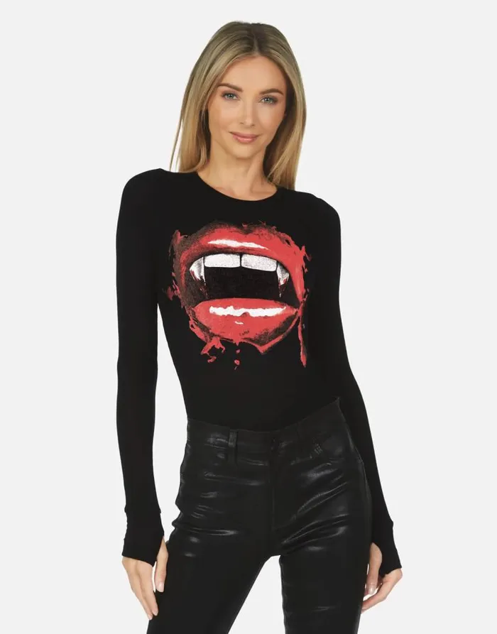 McKinley X Vampire Lip Black Women Lauren Moshi Long Sleeve