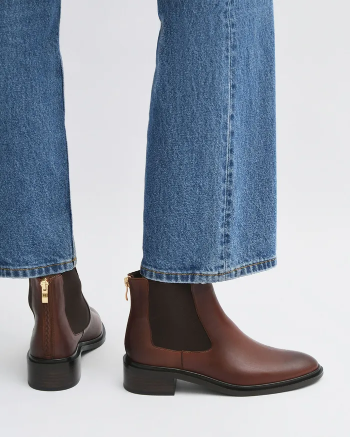 Melrose flat ankle boots chestnut leather ANKLE BOOTS jomercer Women