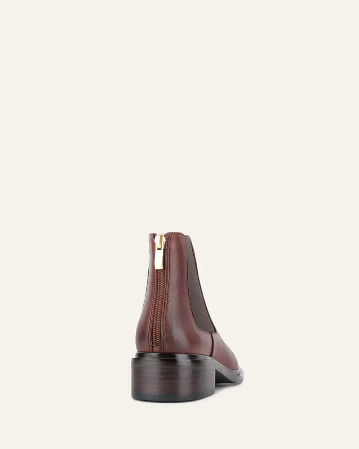 Melrose flat ankle boots chestnut leather ANKLE BOOTS jomercer Women