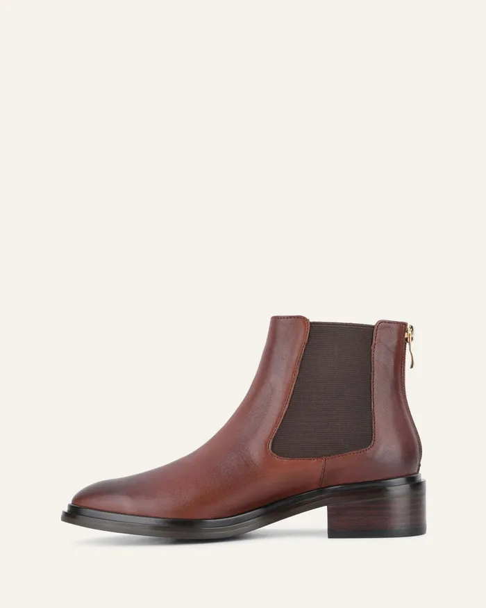 Melrose flat ankle boots chestnut leather ANKLE BOOTS jomercer Women
