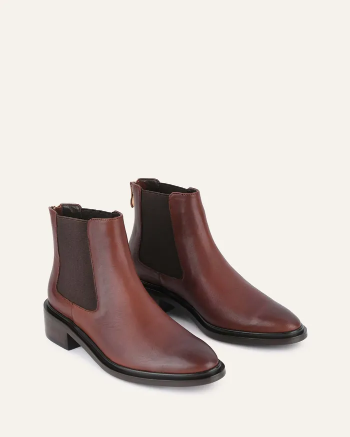 Melrose flat ankle boots chestnut leather ANKLE BOOTS jomercer Women