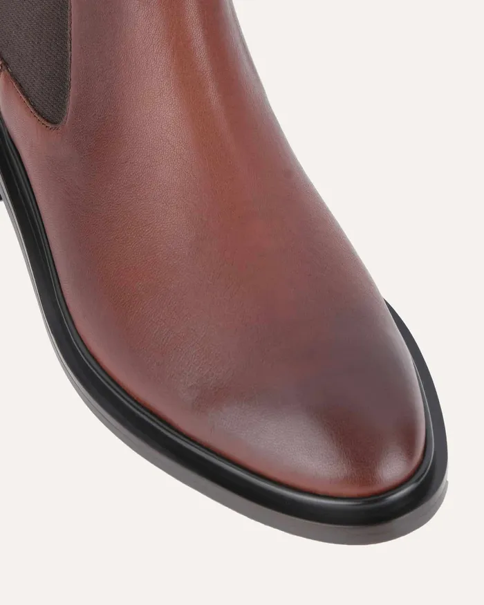 Melrose flat ankle boots chestnut leather ANKLE BOOTS jomercer Women