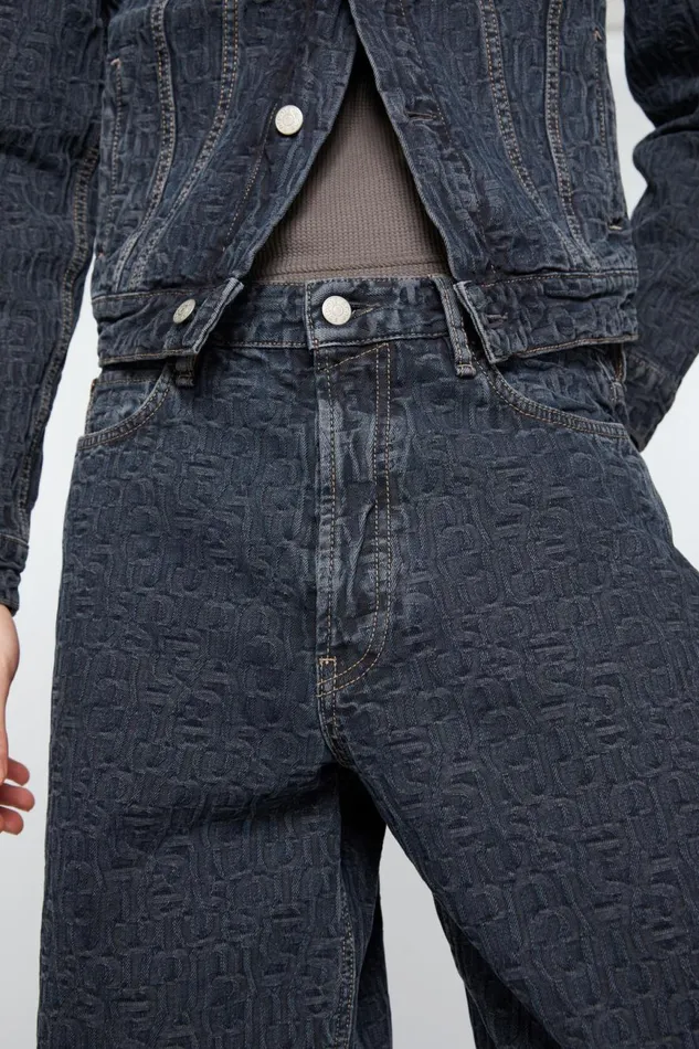 Men Baggy Fit Jeans 8211 1981M Monogram Blueblack Acne Studios Jeans