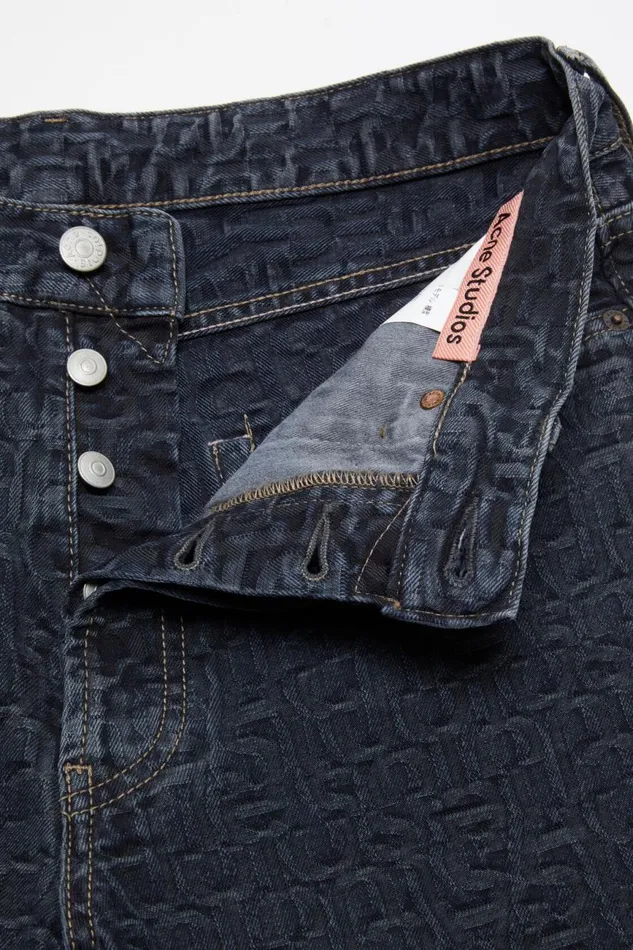 Men Baggy Fit Jeans 8211 1981M Monogram Blueblack Acne Studios Jeans