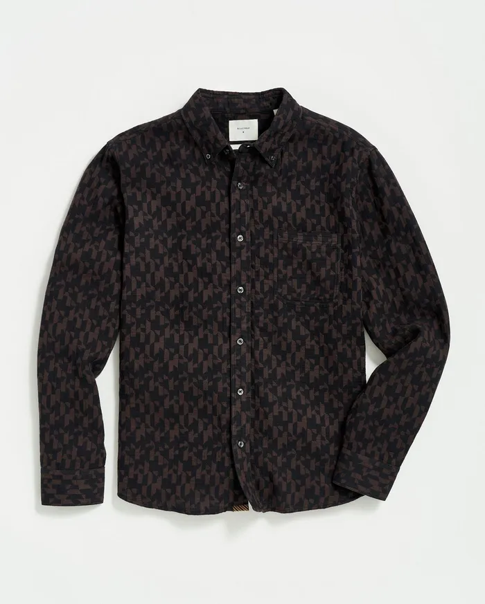 Men Baselines Jacquard Tuscumbia Shirt Blackbrown Billy Reid Shirting
