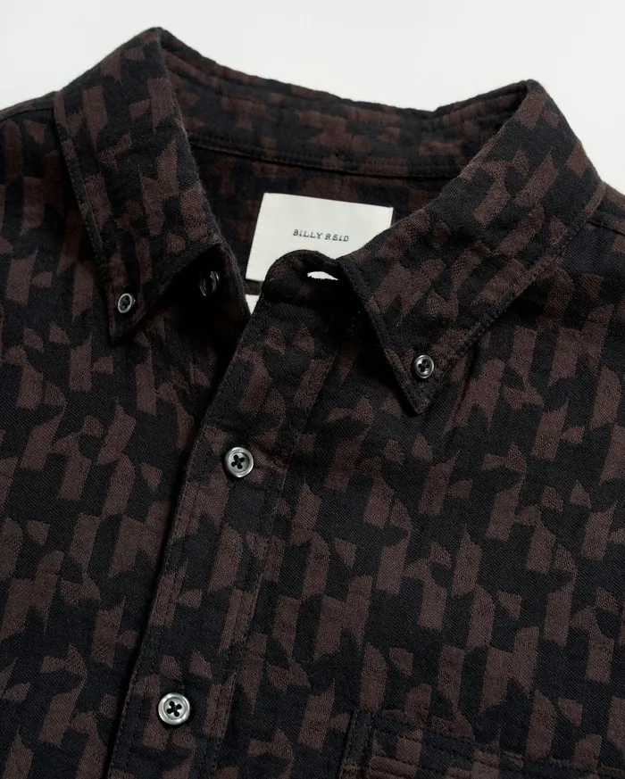Men Baselines Jacquard Tuscumbia Shirt Blackbrown Billy Reid Shirting