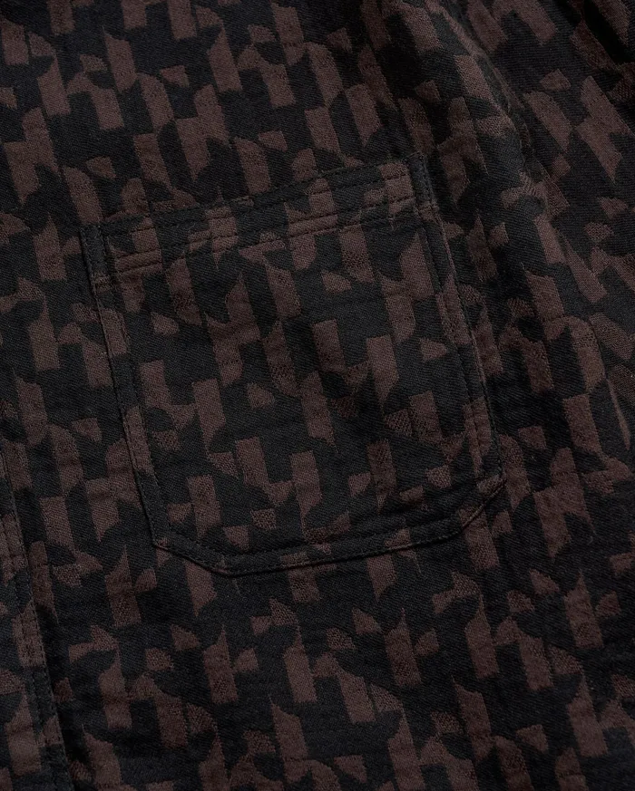 Men Baselines Jacquard Tuscumbia Shirt Blackbrown Billy Reid Shirting