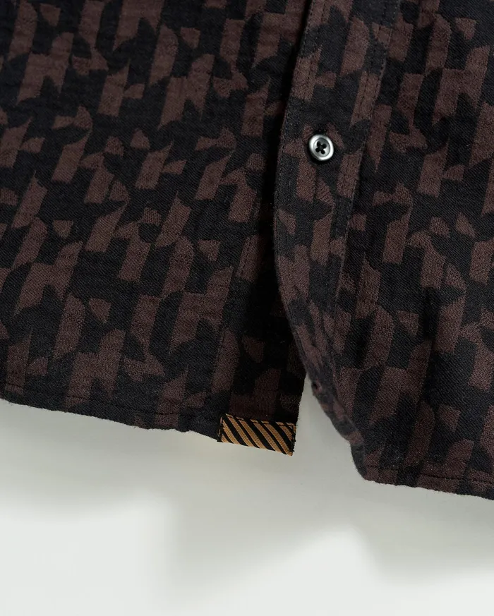 Men Baselines Jacquard Tuscumbia Shirt Blackbrown Billy Reid Shirting