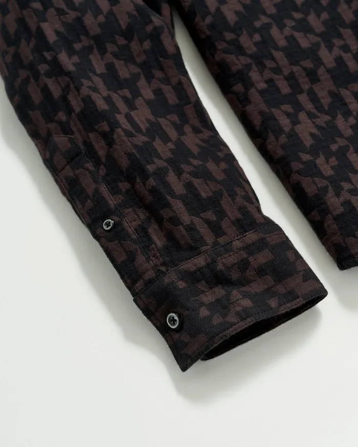 Men Baselines Jacquard Tuscumbia Shirt Blackbrown Billy Reid Shirting