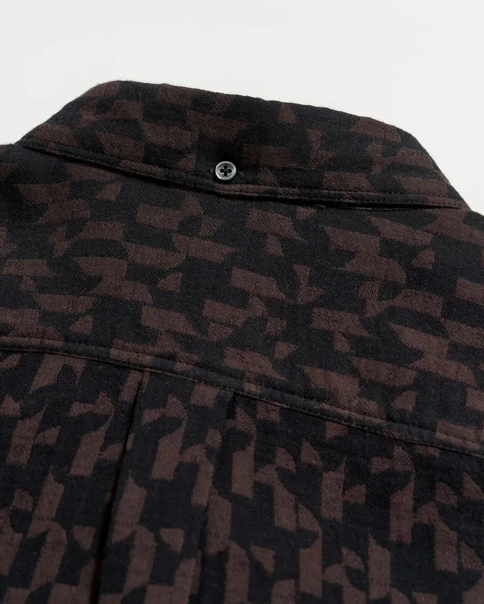 Men Baselines Jacquard Tuscumbia Shirt Blackbrown Billy Reid Shirting
