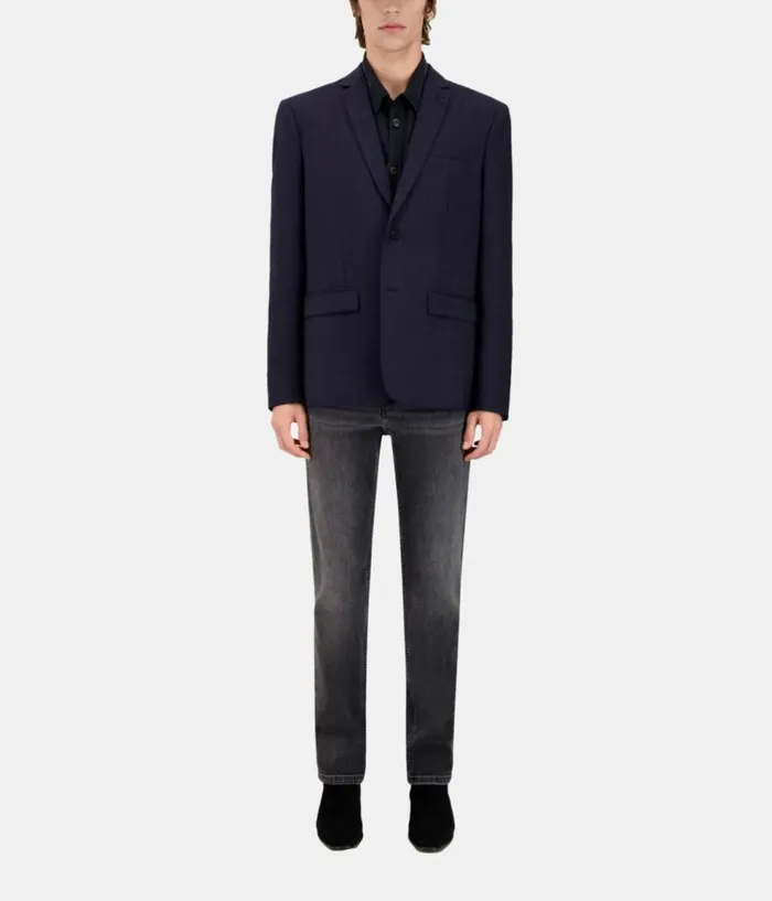 Men Blazers and Suits THE KOOPLES Navy Blue Prince Of Wales Wool Suit Jacket