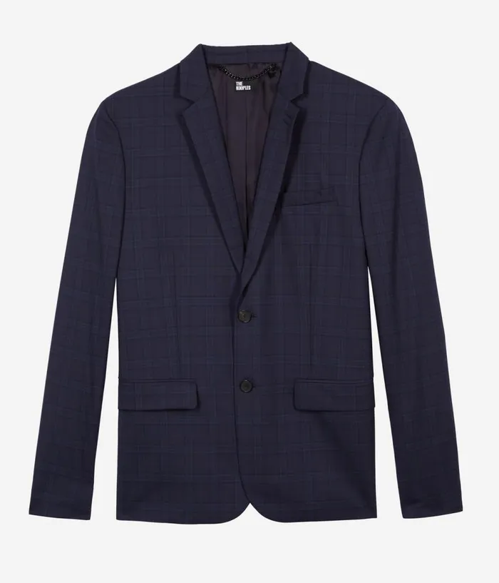 Men Blazers and Suits THE KOOPLES Navy Blue Prince Of Wales Wool Suit Jacket Men Blazers and Suits THE KOOPLES Navy Blue Prince Of Wales Wool Suit Jacket