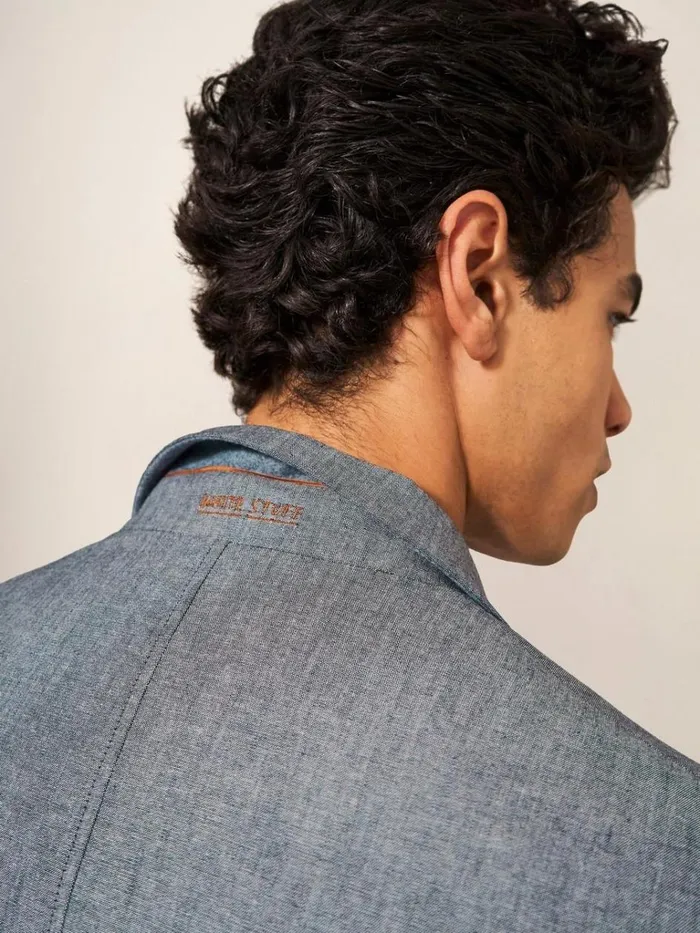 Men BLAZERS White Stuff Heath Chambray Blazer Chambray Blue