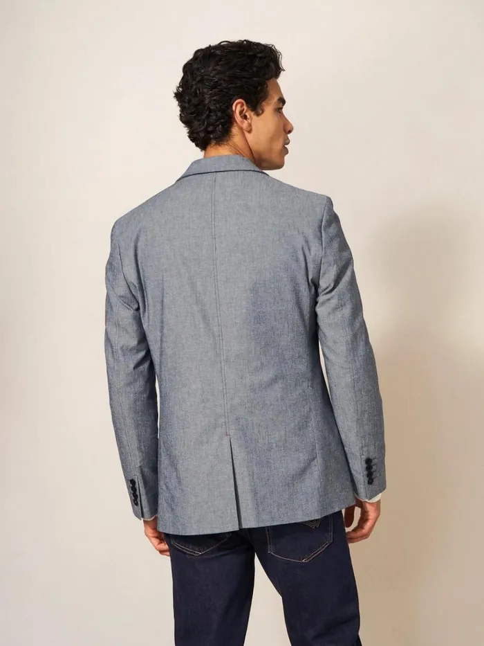 Men BLAZERS White Stuff Heath Chambray Blazer Chambray Blue