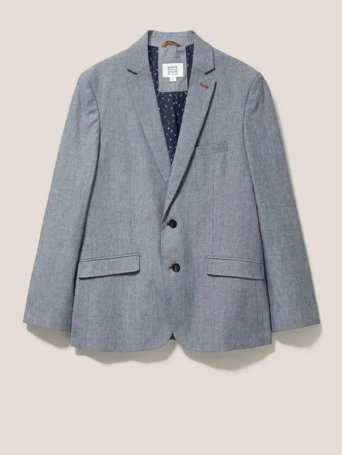 Men BLAZERS White Stuff Heath Chambray Blazer Chambray Blue