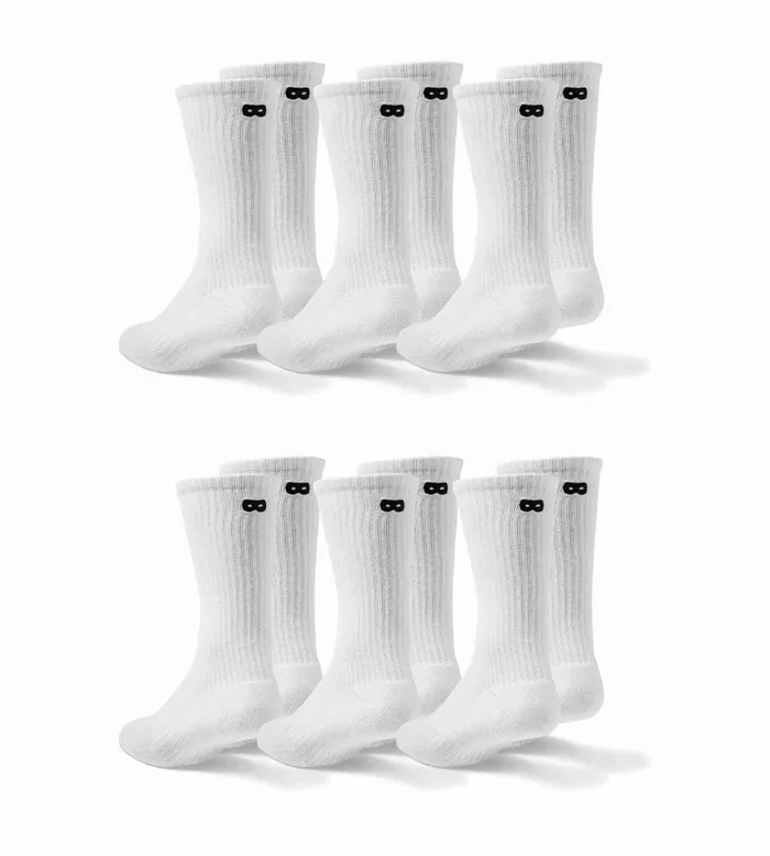 Men Bowo Cushion Crew White Socks 6 Pack Pair Of Thieves Crew