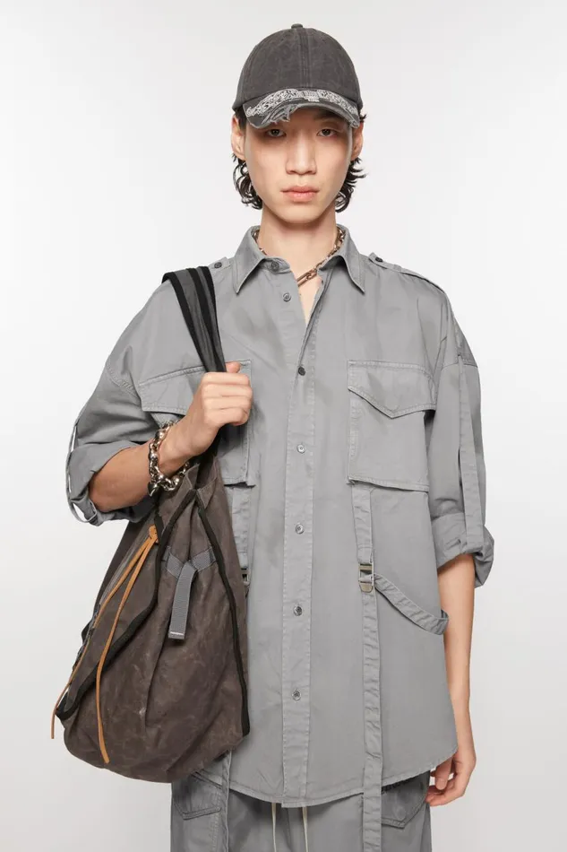 Men Buttonup Shirt Mid Grey Acne Studios Shirts
