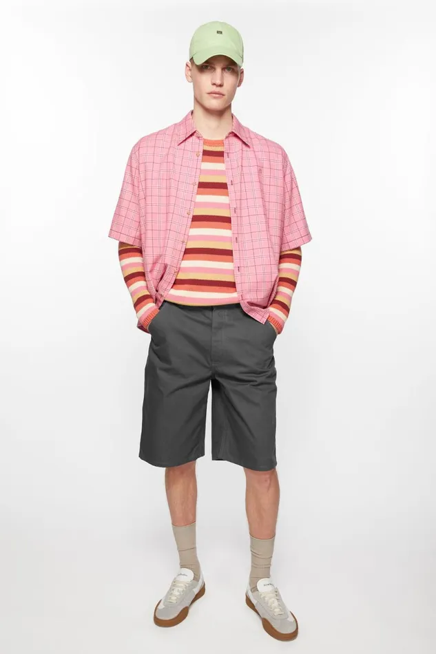 Men Canvas Shorts Dark Grey Acne Studios Shorts