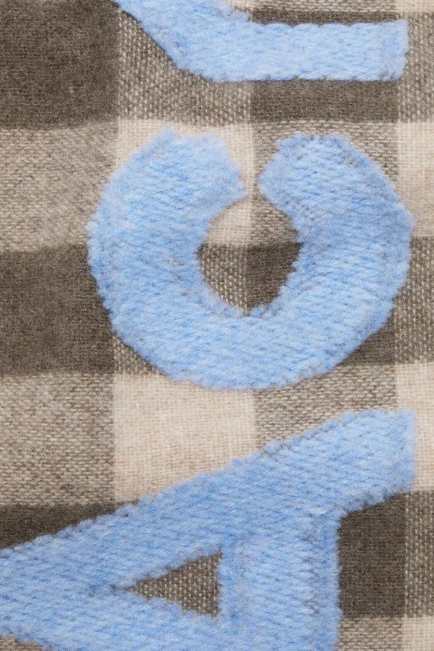 Men Check Logo Scarf 8211 Narrow Brownblue Acne Studios Scarves