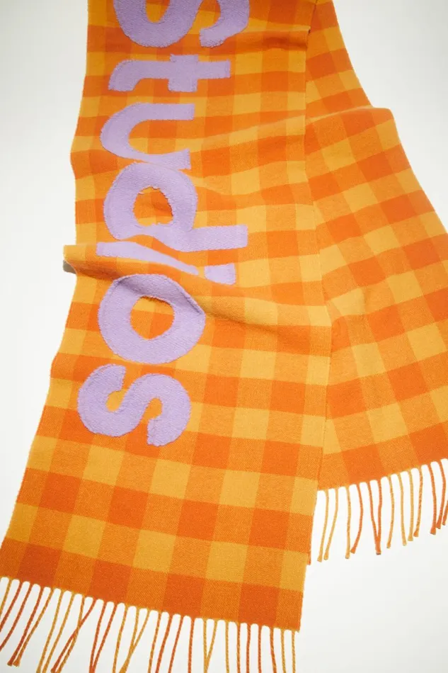 Men Check Logo Scarf Orangelilac Purple Acne Studios Scarves