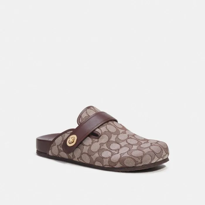 Men Clog In Signature Jacquard Oakmaple Coach Sandals and Slides