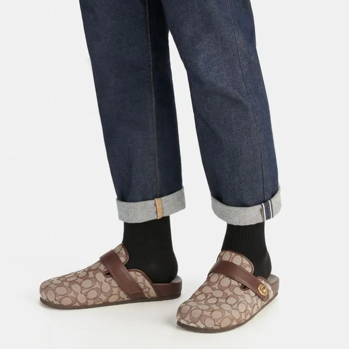Men Clog In Signature Jacquard Oakmaple Coach Sandals and Slides
