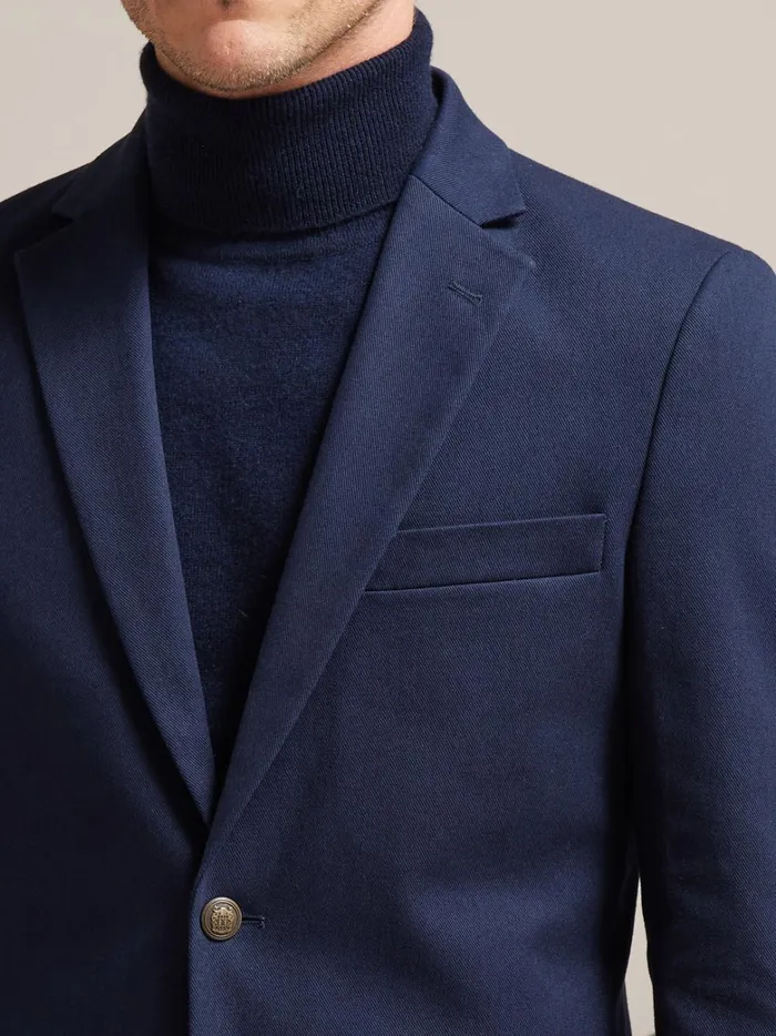Men Clothing Cyrillus Twill Blazer With Novel Buttons Marine