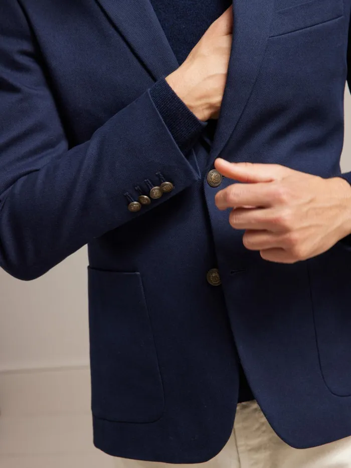 Men Clothing Cyrillus Twill Blazer With Novel Buttons Marine